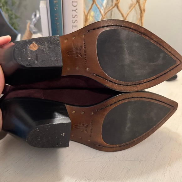 Frye Suede Burgundy Ankle Boots - Picture 7 of 8